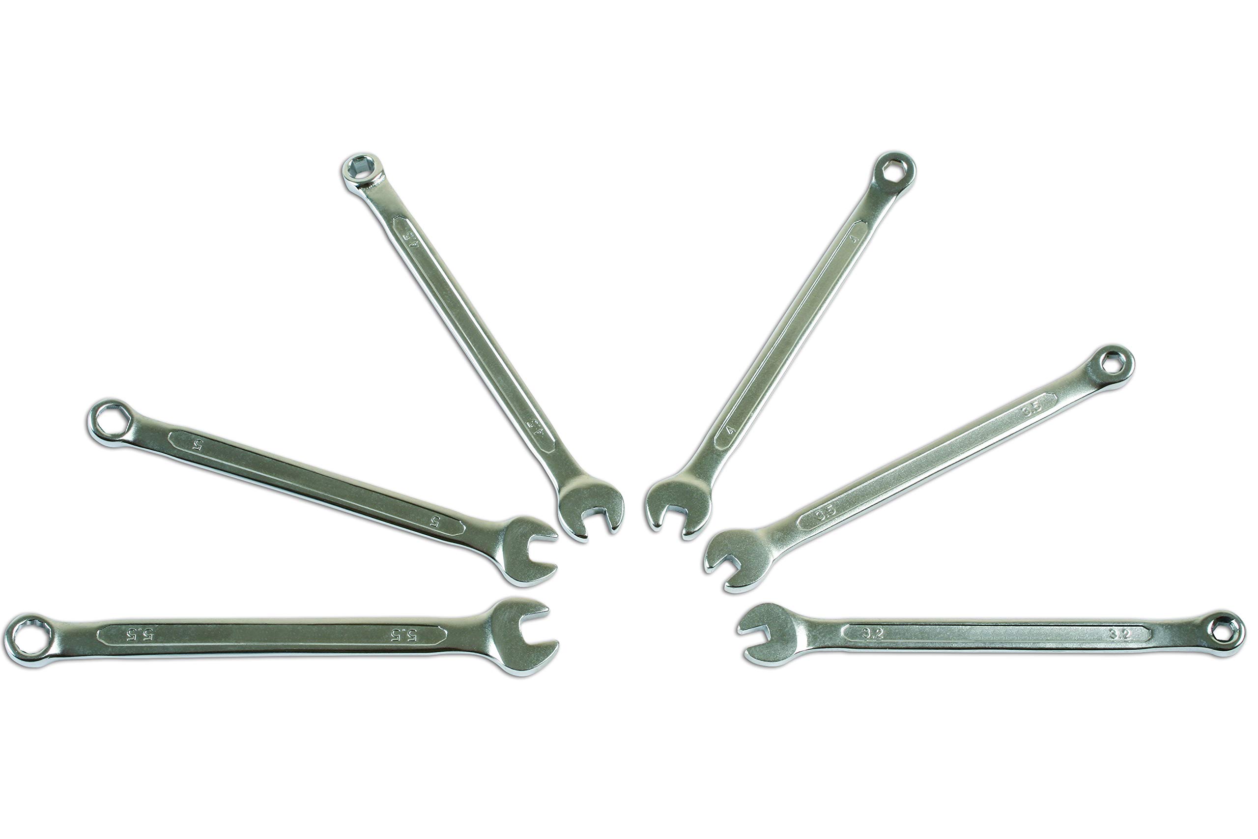 Laser 7265 Miniature Combination Spanner Set 6pc, Silver