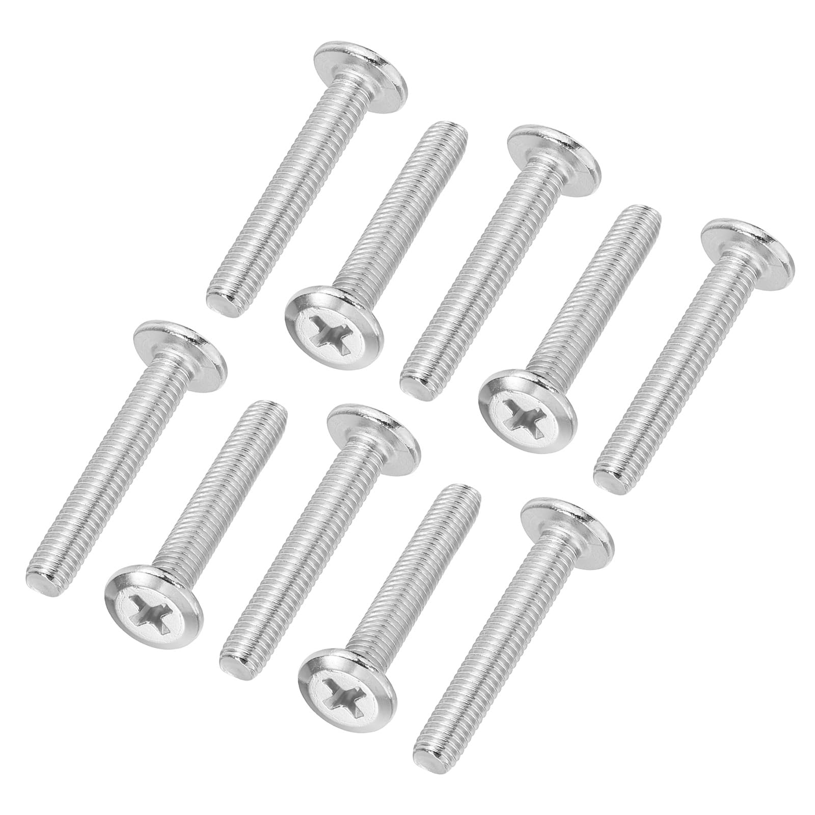 PATIKIL Round Head Phillips Screws, 15 Pack M5-0.8 x 30mm 304 Stainless Steel 18-8 Full Thread, Machine Screw Furniture Screw Connector Bolts