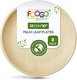 FOOGO Green 8pcs Palm Leaf Plates 10in Eco Biodegradable Compostable