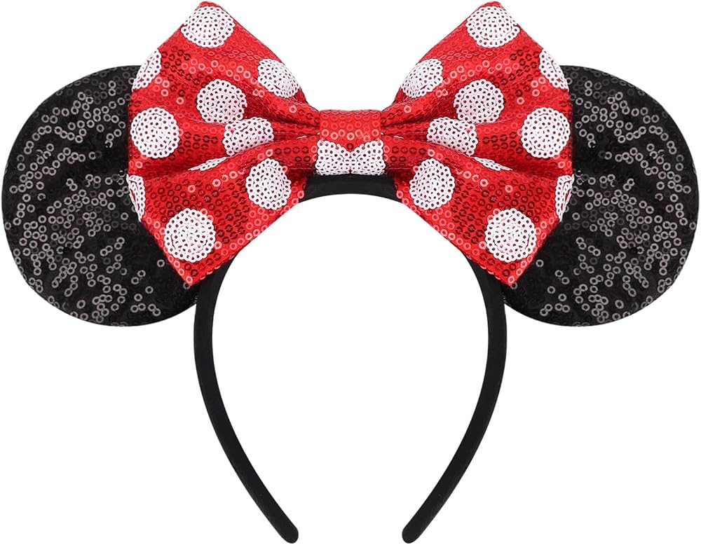 DRESHOW Glitter Mouse Ears Headband with Bow Woman Costume Accessory