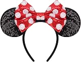 DRESHOW Glitter Mouse Ears Headband with Bow Woman Costume Accessory