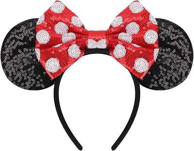 DRESHOW Glitter Mouse Ears Headband with Bow Woman Costume Accessory