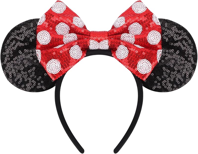 DRESHOW Glitter Mouse Ears Headband with Bow Woman Costume Accessory