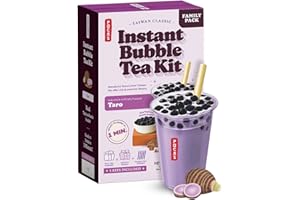 Pocas Bubble Tea Kit, Taro – Instant Milk Tea Powder with Authentic Tapioca Pearls for Instant Bubble Tea, 5 Kits