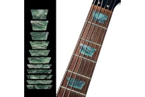 INLAYSTICKERS Inlay Sticker Fret Markers for Guitars & Bass - Dish/Trapezoid Les Paul Style Fret Markers - Abalone Green