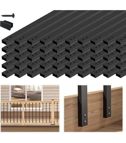 Akenow 51-Pack 36" Heavy Duty Cast Iron Deck Balusters – Wave Arc Design, Black, Pre-Drilled For Easy Install