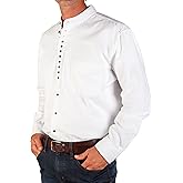 The Celtic Ranch Collarless Shirt for Men, Irish Grandfather Cotton Linen Long Sleeve Button Down Banded Collar Dress Shirt