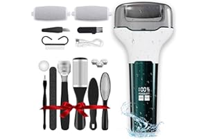 SANKARAGI Electric Foot Callus Remover, 14 in1 Waterproof Foot Scrubber File, Rechargeable Portable Electronic Foot File, Pedicure Kits, Professional Pedicure Tools, Foot Care for Dead Skin, Ideal Gift Green