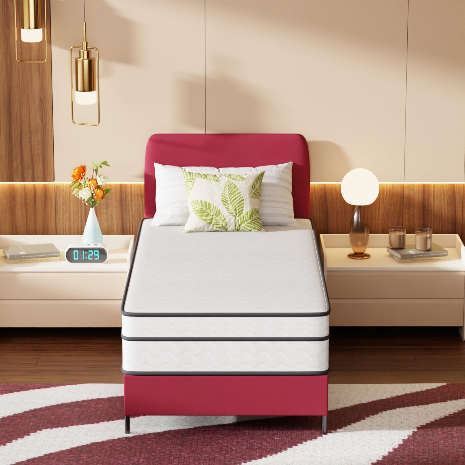 Photo 1 of PayLessHere | 12 Inch Twin Mattress | Medium Firm Hybrid Mattress | White | with High-Density Foam and Breathable Cover | Pocket Spring Design, Pressure Relief | Bed in a Box, CertiPUR-US Certified