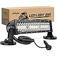 Nilight LED Light Bar 13.5 Inch Triple Row Cigarette Lighter Wiring Strong Magnetic Base Spot Flood Combo 96LEDs Fog Driving Work Roof Bumper Lights for Truck Tractor Golf Cart UTV