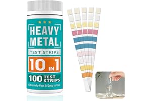 DVVSAV 100ct 10in1 Heavy Metals Water Test Strips (10 Tests) - Home Water Testing Kit for Iron, Mercury, Copper, Lead, Chromium, Magnesium, Cadmium, Manganese Lead Test, Calcium - Drinking Water Testing Kit