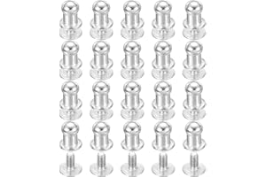 PATIKIL 5 mm Leather Rivets, 20 Sets Ball Head Stud Screw Back Round Head Button Chicago Screw Nipple Stud Rivet for Leather 