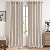 MIULEE Faux Linen Curtains 96 Inch Length 2 Panels Natural Semi Sheer Curtain with Back Tab Rod Pocket, Light Filtering Window Privacy Burlap Drapes for Living Room Bedroom 42W x 96L Linen