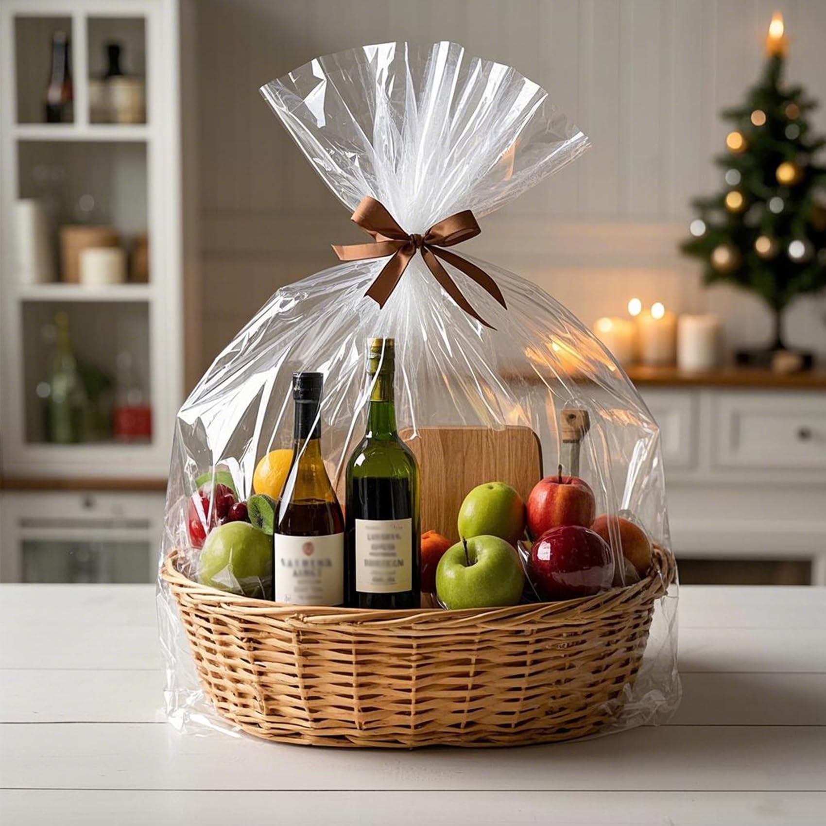 Morepack Large Cello/Cellophane Bags,30x 40 Inches Clear Basket Bags OPP Plastic Cellophane Wrap for Gift Baskets Packaging 10 Pieces