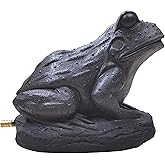 Resin Frog Water Spitter Statue - Aerating Pond Fountain Pump Attachment, Black Rustic Garden Decor