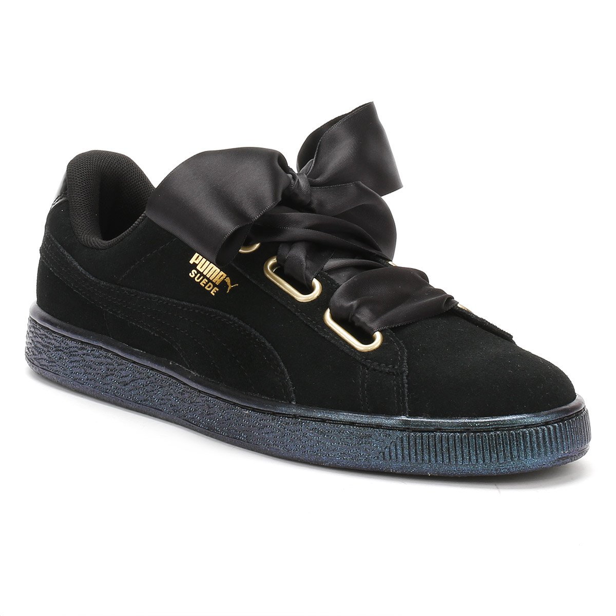 puma suede heart satin black