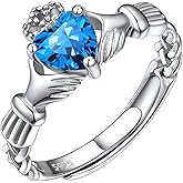 ChicSilver 925 Sterling Silver Celtic Knot/Claddagh Heart Shape Birthstone Promise Ring for Women