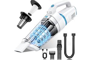 AHNR Handheld Vacuum Cordless, 16000PA Powerful Suction Hand Held Vacuum Dust Busters Cordless Rechargeable with LED Light & 2 HEPA Filters, Portable Car Vacuum Cleaner High Power for Car Home Office