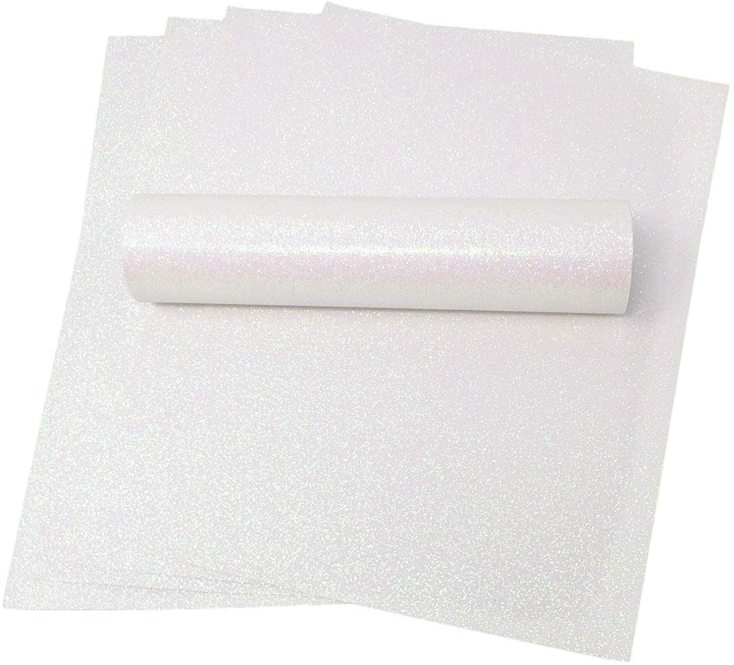 Syntego A4 Glitter Paper Sparkly Soft Touch Non Shed Thick 150gsm / 40lb Paper 10 Sheets (Iridescent White)