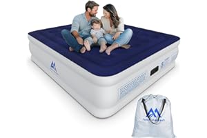 AUBOR MENTECH Air Mattress Queen with Built in Pump, 18'' Luxury Comfort Raised Inflatable Mattress, Upgraded 3Min Fast Blow Up Mattress with Dual Air Chamber, Durable Air Bed for Home, Guests & Camping, 660lbs Max
