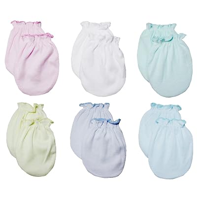 LUCKY LUCKY Baby Boys Girls Gloves,No Scratch Mittens 100% Cotton 12Pair