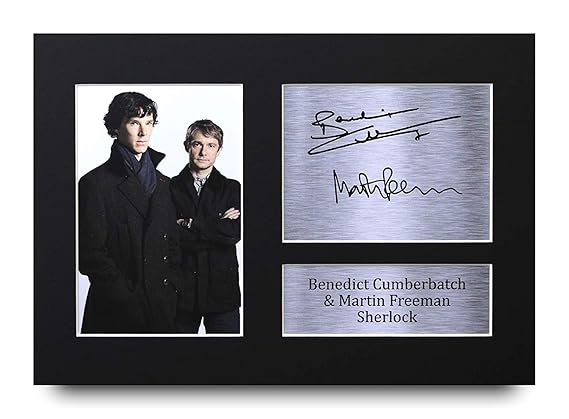 HWC Trading Sherlock Geschenke Unterzeichneten A4 Gedrucktes Autogramm Benedict Cumberbatch Martin Freeman Druck-Foto-Bildera