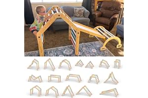 Best ZOIKOM Transformable Climbing Triangle with More Than 20 Playing Modes Climbing Triangle Set of 3 Montessori Triangle with Slide and Arch Rocker (Transformable Climbing Triangle)