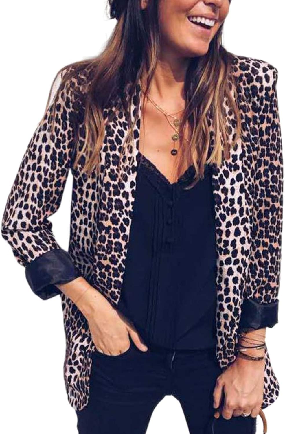 Lovezesent Womens Casual Label Open Front Cardigan Jackets Work Office Blazer Suit