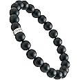 LUXAR Men’s Black Onyx Stone Bead Bracelets | Matte Black 8mm Stone | Minimalist, Designer Jewelry for Men