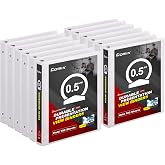 COMIX Sturdy 3 Ring Binder 0.5 Inch with Clear View Cover | PVC-Free,2.4mm Thick Board,Holds Up To 100 Sheets,Fits US Letter 8.5x11 Paper,Office &amp; School Use,12 Pack (White)