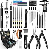 76pcs 3D Printer Tools Kit for Model Finishing/Deburring/Drilling/Polishing, 3D Printer Accessories incl. Flush Cutter, Pilers, Digital Caliper, for Bambu Lab, Flashforge, K2, FDM/SLA Printers etc