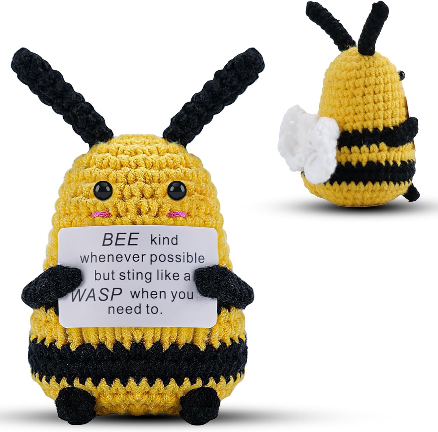 Amanhand Emotional Support Plush Squishy, Crochet Bee Gifts, Cute Handmade Shark Bee Decor