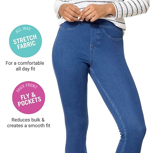 Hue Women's Curvy Fit Denim Jean Leggings, Inked Animal Denim-Grey - Main Image