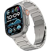 WINGLE Titanium Bands for Apple Watch Band Ultra 3/2/1 Band Ultra 49mm Series 11 10 46mm 45mm 44mm 42mm SE 3/2/1 9 8 7 6 5 4 3 2 1 Men, Rugged Durable Lightweight Classy Metal iWatch Strap, Titanium