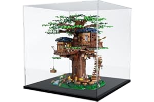 Choowin Acrylic Display Case for Lego 21318 21323 Thickened Clear Acrylic Display Box for Collectibles Countertop Display Case for Action Figures Model Toy Dustproof Showcase(Black Base)