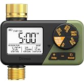 Diivoo Brass Hose Timer, Programmable Garden Timers for Watering | IP66 Waterproof, Large Display Easy Programming, Rain Delay&amp;Manual for Outdoor Automatic Irrigation of Garden, Lawn, Yard