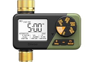 Diivoo Water Sprinkler Timer with Brass Inlet & Outlet, Irrigation Hose Timer with Weekly and Daily Frequency Irrigation, Rai