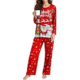 Kallenorox Womens Pajama Sets Long Sleeve Lounge Set Bow Ladies Pajamas Pants Sleepwear with Pockets Soft Pjs for Women Set