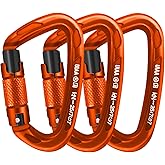 AINIKEY Climbing Carabiner Clips 25kN Auto Locking Carabiner, Professional Heavy Duty Large Locking Carabiner Clips for Rock/Ice Climbing Rappelling Rescue Swing etc, D Shaped, Large Size