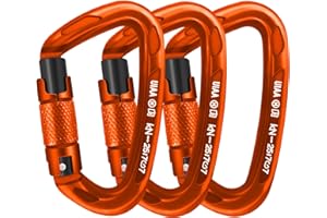 AINIKEY Climbing Carabiner Clips 25kN Auto Locking Carabiner, Professional Heavy Duty Large Locking Carabiner Clips for Rock/Ice Climbing Rappelling Rescue Swing etc, D Shaped, Large Size