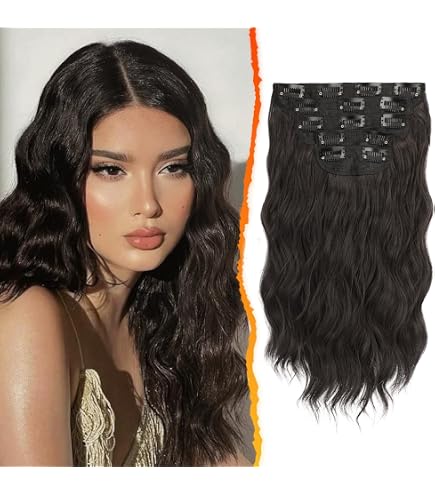 20in Soft Wavy Clip In Hair Extensions 5pcs Voluminous Layered Synthetic Amazon.com : BARSDAR Wavy Clip in Hair Extensions - 20 Inch  main image 4