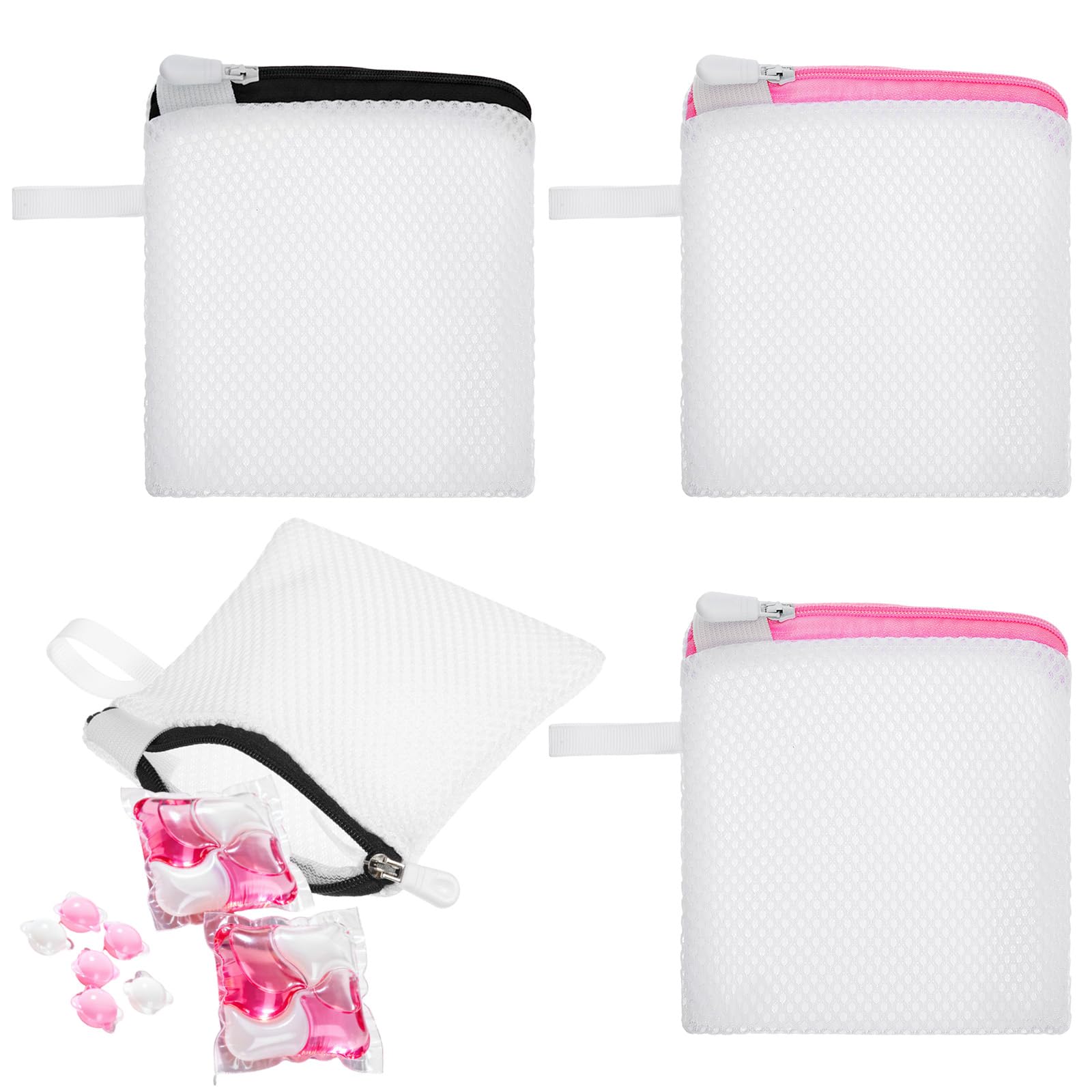 Photo 1 of 4 Pcs Small Laundry Mesh Bags Mini Washing Machine Underwear Washing Bag Lingerie Bags for Delicates Mini Mesh Net Foldable for Underwear Panties Bra Small Accessories