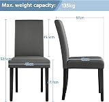 Yaheetech Fabric Upholstered Dining Chair Set of 4 Dark Grey Wood Legs view 3