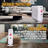 Belaco 1200W Mini Oil Filled Radiator 11 Fin Portable Heater view 4