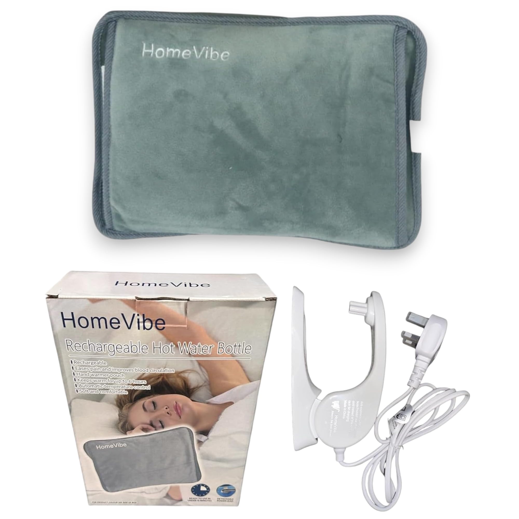 Rechargeable Electric Hot Water Bottle Professional Soft Touch Fleece Cover Bed Hand Warmer Massaging Heat Pad