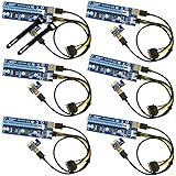 MintCell 6-Pack PCIe 6-Pin 16x to 1x Powered Riser Adapter Card w/ 60cm USB 3.0 Extension Cable & 6-Pin PCI-E to SATA Power Cable - GPU Riser Adapter - Ethereum Mining ETH + 2 Cable Ties