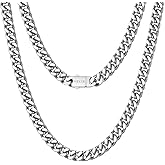 VEXXS Men's Gold Chain, 4 Sides Flat Cut 18K Real Gold Filled Stainless Steel Cuban Link Chain, Durable No Color Fading 5mm 7mm Men’s Chain Necklace Curb Chain Men’s Jewelry