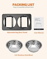 Toozey Raised Dog Bowl Height Adjustable Elevated Bowls 2x1200ml Stainless view 8