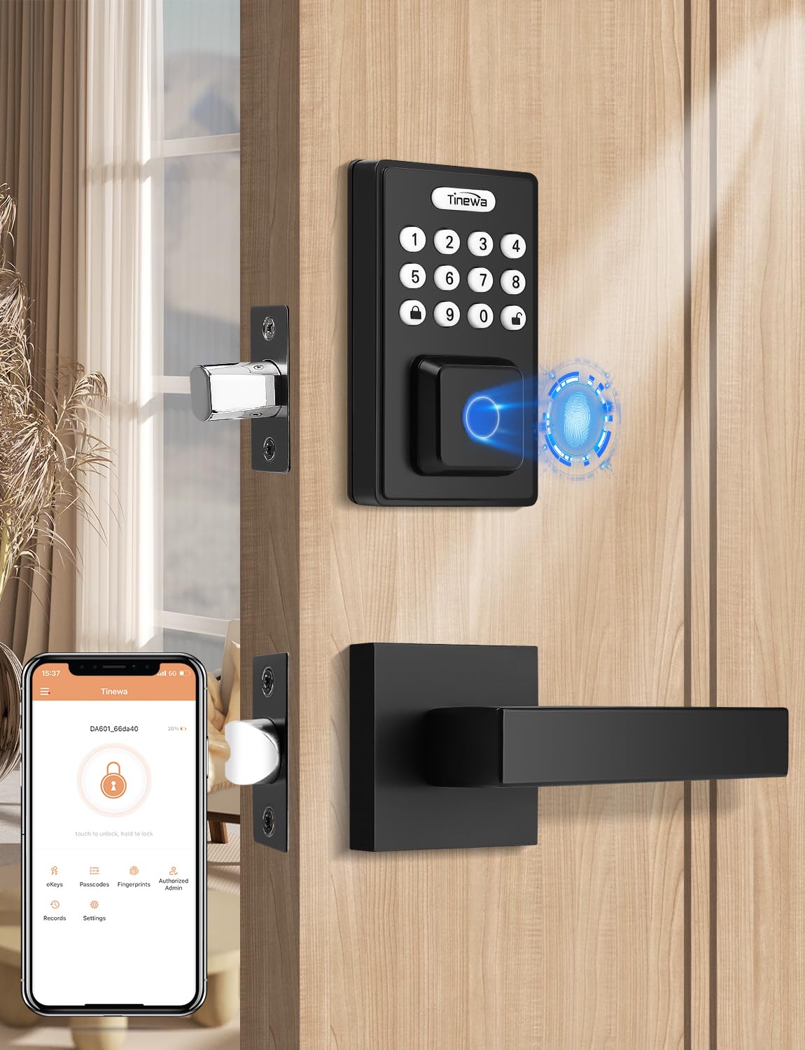 Mua Tinewa Keyless Entry Door Lock with 2 Lever Handles, Fingerprint ...