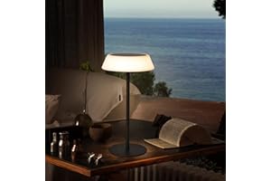 ILOVINIT Solar LED Outdoor Table Lamp Waterproof, 3 Level Dimmable Desk Night Light, Portable Cordless USB Rechargeable, for Home/Deck/Patio/Garden (Black)